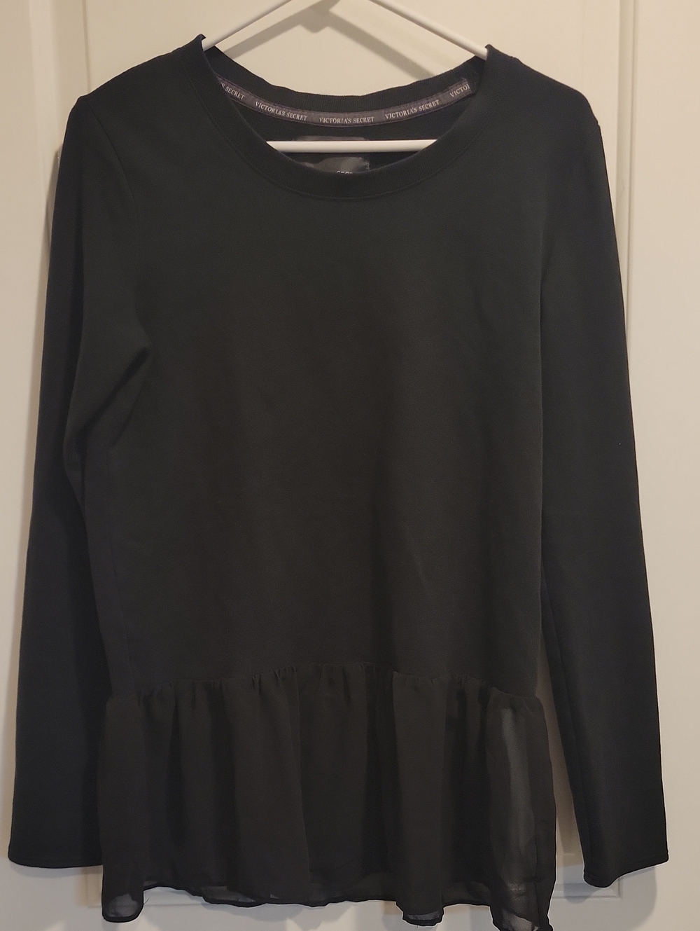 Victoria's Secret Black Long-Sleeve Peplum Top